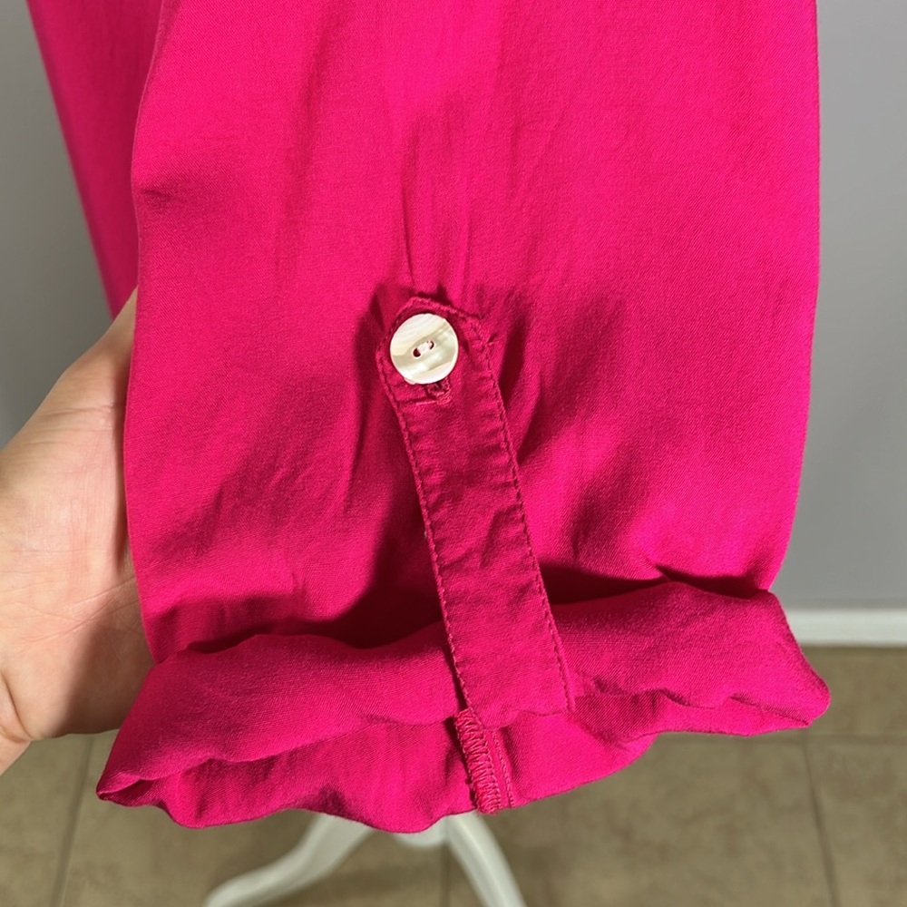 Hot Pink lightweight Tunic cover up Mini Dress S | resortwear tropical vacation - Picture 10 of 13